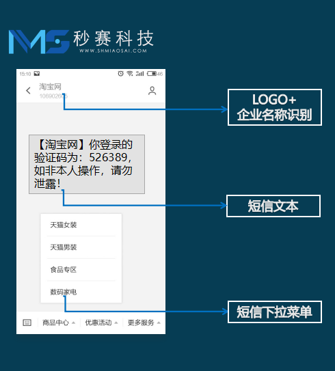 秒賽logo短信展示